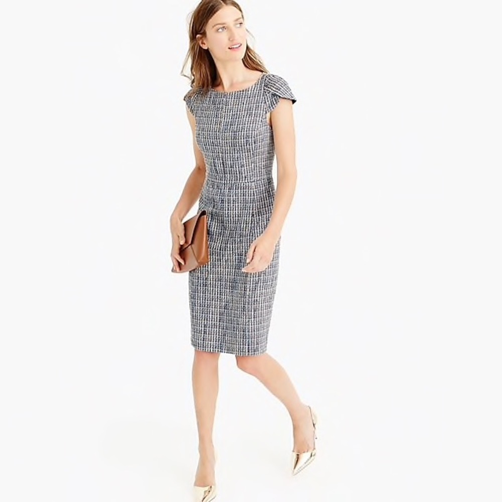 J.crew petal-sleeve work dress in tweed 00 new
